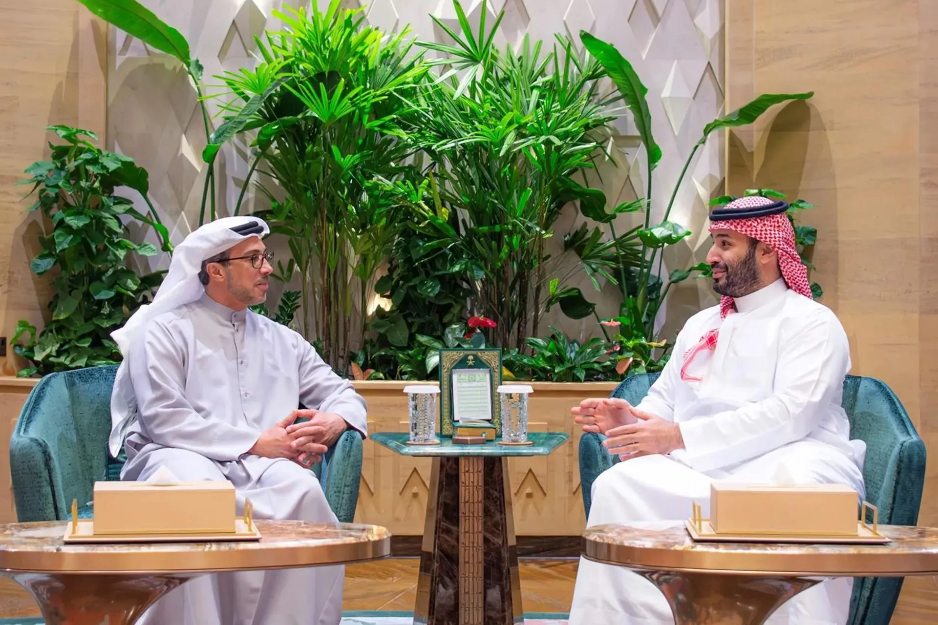 محمد بن سلمان يبحث مع منصور بن زايد العلاقات وتطورات المنطقة